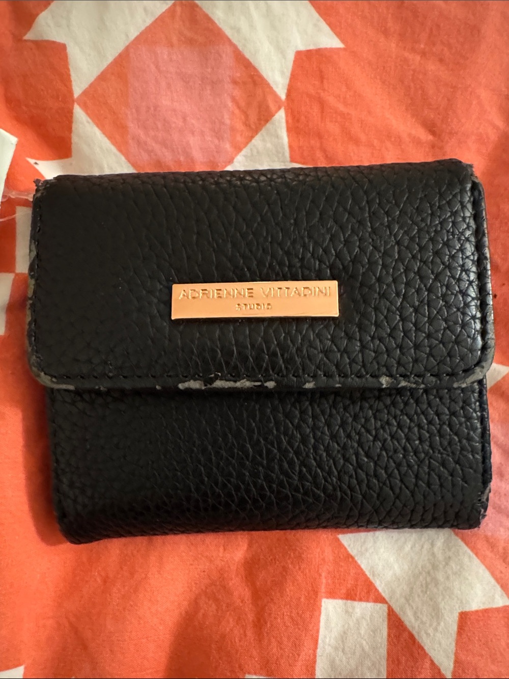 Adrienne Vittadini Black small wallet with Rose Gold Trim
